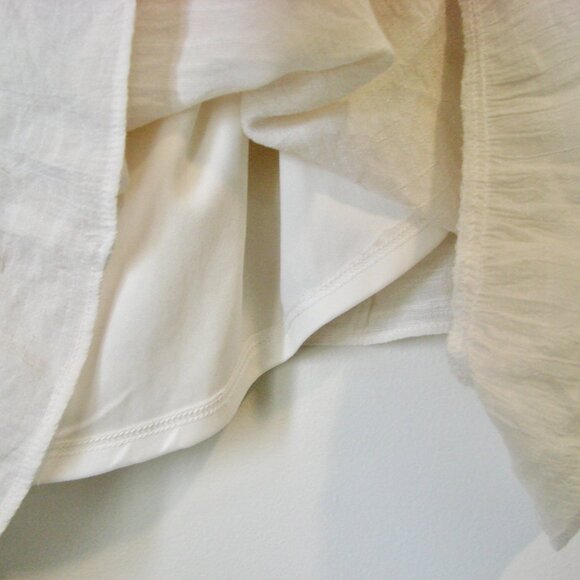 Hyfve Babydoll Mini Dress Cream Boho Tiered Ruffle Tie Sleeveless Straps Medium - Picture 10 of 13